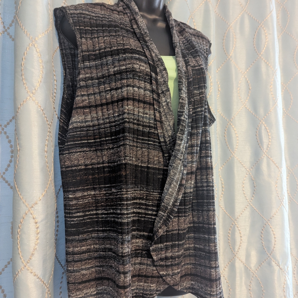 Apt 9 Striped Sleeveless Cardigan Vest - XL - Picture 2 of 4